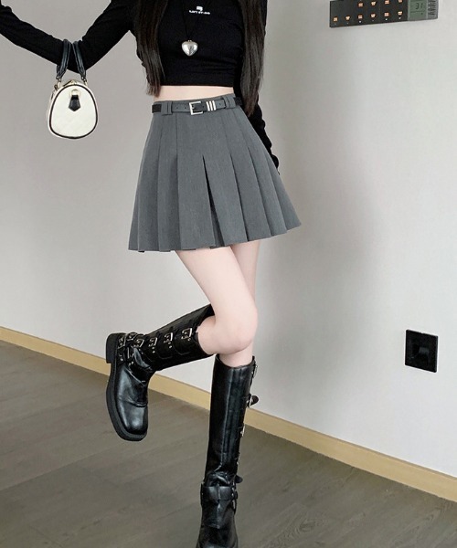 FREE STYLISTS(フリー スタイリスト)の「YUGA_YGMC ベルト付きプリーツミニスカート(スカート・レディース・グレー/ブラック・XL/M/S/L)」の22枚目の写真