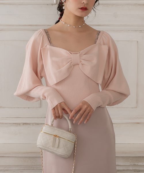 etre loin（エトルワン）の「リボンニットトップス（ニット/セーター・レディース・アイボリー/ブラック/ピンク・F）」の3枚目の写真