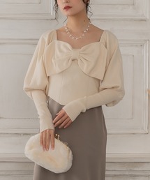 リボンニットトップス