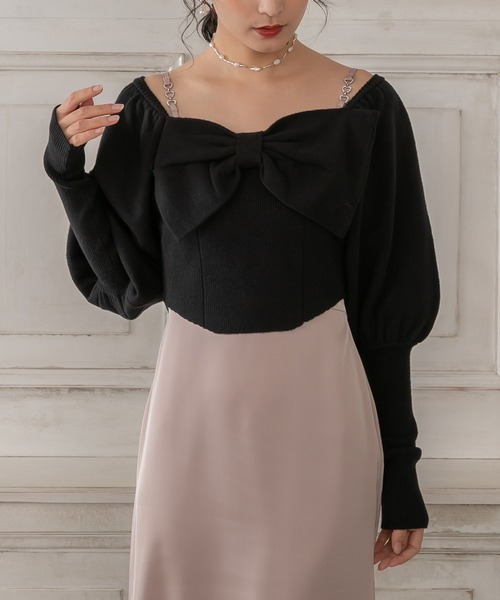 etre loin（エトルワン）の「リボンニットトップス（ニット/セーター・レディース・アイボリー/ブラック/ピンク・F）」の4枚目の写真