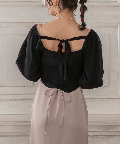 etre loin（エトルワン）の「リボンニットトップス（ニット/セーター・レディース・アイボリー/ブラック/ピンク・F）」の7枚目の写真