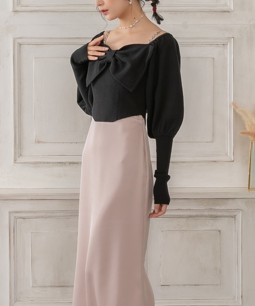 etre loin（エトルワン）の「リボンニットトップス（ニット/セーター・レディース・アイボリー/ブラック/ピンク・F）」の10枚目の写真