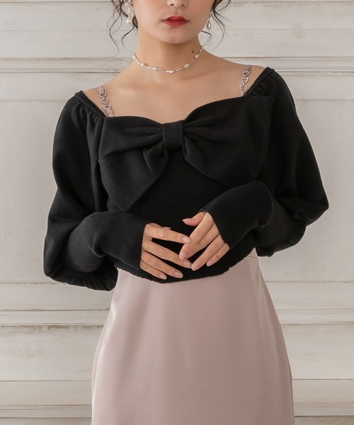 etre loin（エトルワン）の「リボンニットトップス（ニット/セーター・レディース・アイボリー/ブラック/ピンク・F）」の16枚目の写真