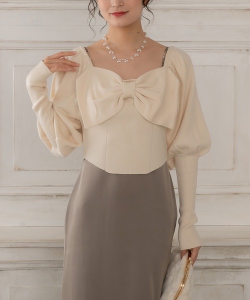 etre loin（エトルワン）の「リボンニットトップス（ニット/セーター・レディース・アイボリー/ブラック/ピンク・F）」の12枚目の写真