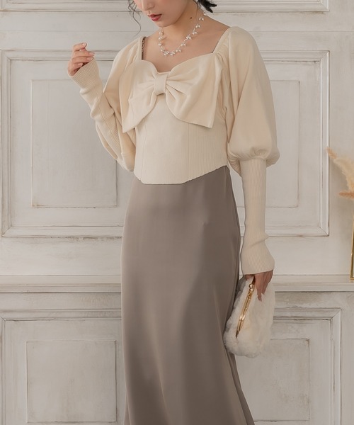 etre loin（エトルワン）の「リボンニットトップス（ニット/セーター・レディース・アイボリー/ブラック/ピンク・F）」の8枚目の写真