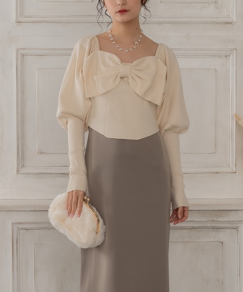 etre loin（エトルワン）の「リボンニットトップス（ニット/セーター・レディース・アイボリー/ブラック/ピンク・F）」の11枚目の写真