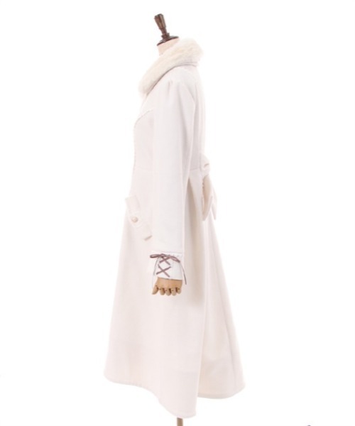 axes femme ファー襟付ケープコート 白 【公式通販】