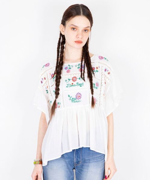 HYSTERIC GLAMOUR（ヒステリックグラマー）の「FLOWN SONG刺繍 プルオーバーシャツ（シャツ/ブラウス・レディース・ブラック/ホワイト・FREE）」の5枚目の写真