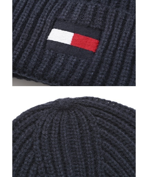 TOMMY HILFIGER（トミーヒルフィガー）の「TOMMY HILFIGER トミー ヒルフィガー FISHERMAN RIB FLAG EMB CUFF HAT ニット帽（ニットキャップ/ビーニー・メンズ・その他1/クリーム/インディゴブルー・FREE）」の6枚目の写真