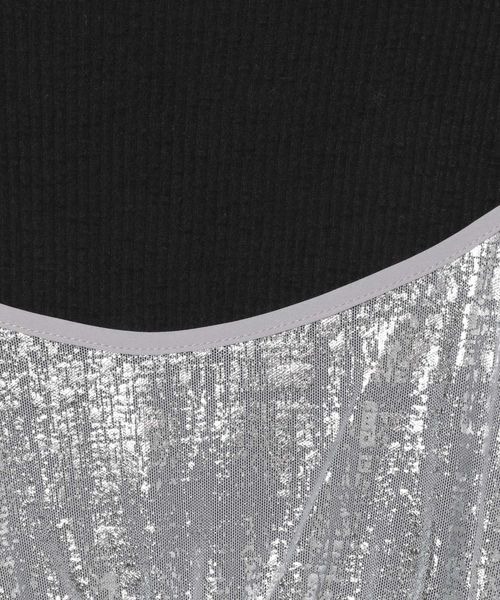 JEANASIS（ジーナシス）の「ハクプリントシアーキャミ2P/100814（ワンピース・レディース・ブラック系その他/シルバー系その他・FREE）」の5枚目の写真