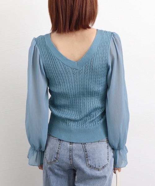 Miniministore（ミニミニストア）の「レディース ニットトップス  韓国 秋服（ニット/セーター・レディース・ブラック/ダークベージュ/ピンク/ホワイト/ブルー・フリー）」の18枚目の写真