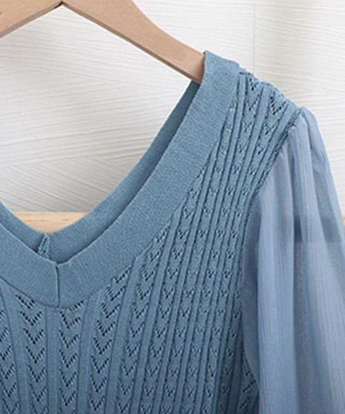 Miniministore（ミニミニストア）の「レディース ニットトップス  韓国 秋服（ニット/セーター・レディース・ブラック/ダークベージュ/ピンク/ホワイト/ブルー・フリー）」の21枚目の写真