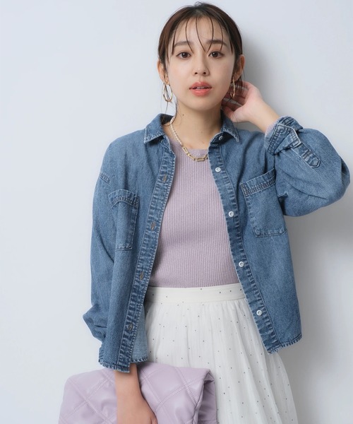 クロップドデニムシャツ（シャツ/ブラウス）｜JUSGLITTY（ジャス