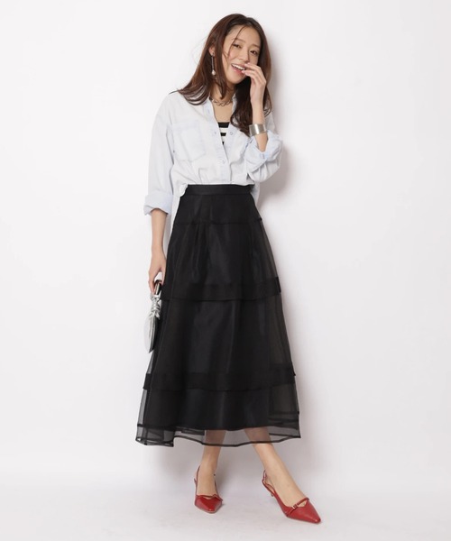 JUSGLITTY（ジャスグリッティー）の「クロップドデニムシャツ（シャツ/ブラウス・レディース・ブルー系その他3/ライトブルー/ピンク/サックスブルー・2/1）」の10枚目の写真