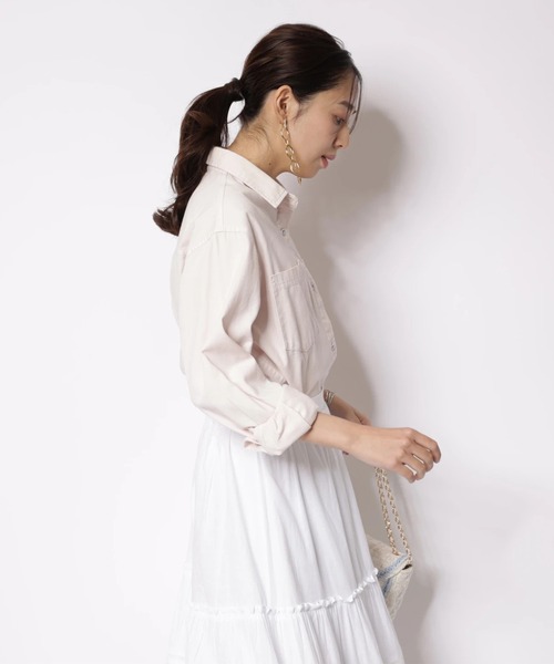 JUSGLITTY ジャスグリッティー 配色カットワークブラウス 特殊ホワイト JUSGLITTY（ジャスグリッティー）の「配色カットワークブラウス