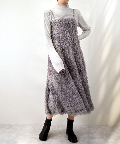 STYLEBLOCK(スタイルブロック)の「フリンジキャミワンピース(ワンピース・レディース・アイボリー/ブラック/ブルー/グレー・M)」の3枚目の写真