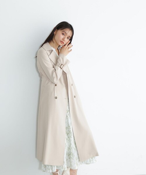 NATURAL BEAUTY BASIC（ナチュラルビューティーベーシック）の「◇クリアツイルレディトレンチ（トレンチコート・レディース・ベージュ/イエロー/グレイッシュベージュ・SMALL/MEDIUM）」の6枚目の写真