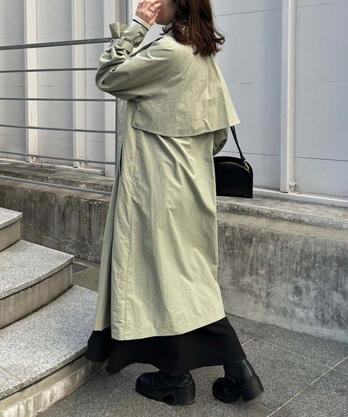 one after another NICE CLAUP(ワンアフターアナザーナイスクラップ)の「【ZOZOTOWN限定商品】スタンドカラースプリングロングコート(トレンチコート・レディース・アイボリー/ベージュ/カーキ・FREE)」の22枚目の写真