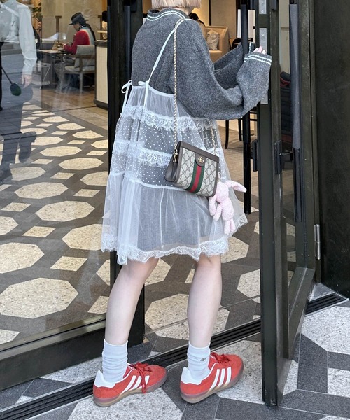 Alley by w closet(アリーバイダブルクローゼット)の「【Alley】チュールレースティアードキャミワンピース(ワンピース・レディース・ブラック/ホワイト/イエロー・FREE)」の7枚目の写真