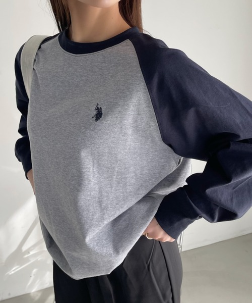 U.S. POLO ASSN.(ユーエスポロアッスン)の「U.S.POLO ASSN.ベースボールTシャツ(Tシャツ/カットソー・レディース・ホワイト×ブラック/ホワイト×グリーン/ネイビー・L/M)」の21枚目の写真