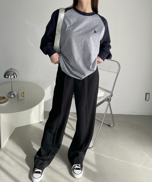 U.S. POLO ASSN.(ユーエスポロアッスン)の「U.S.POLO ASSN.ベースボールTシャツ(Tシャツ/カットソー・レディース・ホワイト×ブラック/ホワイト×グリーン/ネイビー・L/M)」の12枚目の写真