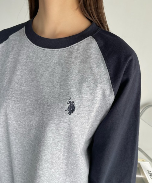 U.S. POLO ASSN.(ユーエスポロアッスン)の「U.S.POLO ASSN.ベースボールTシャツ(Tシャツ/カットソー・レディース・ホワイト×ブラック/ホワイト×グリーン/ネイビー・L/M)」の14枚目の写真