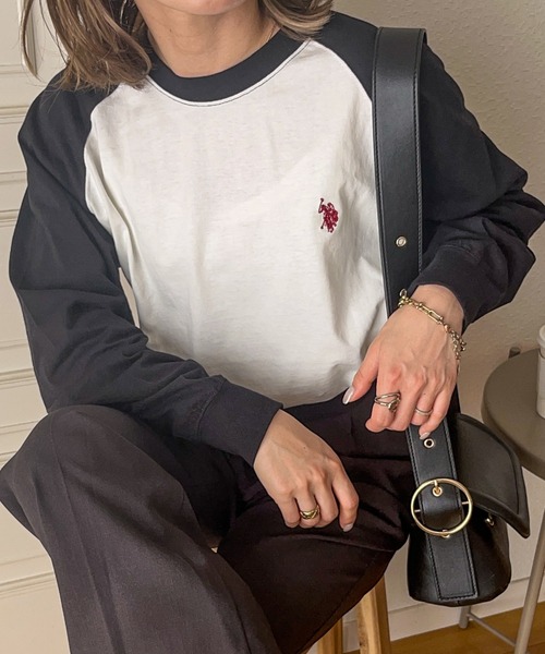 U.S. POLO ASSN.(ユーエスポロアッスン)の「U.S.POLO ASSN.ベースボールTシャツ(Tシャツ/カットソー・レディース・ホワイト×ブラック/ホワイト×グリーン/ネイビー・L/M)」の18枚目の写真