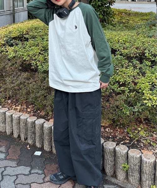 U.S. POLO ASSN.(ユーエスポロアッスン)の「U.S.POLO ASSN.ベースボールTシャツ(Tシャツ/カットソー・レディース・ホワイト×ブラック/ホワイト×グリーン/ネイビー・L/M)」の8枚目の写真