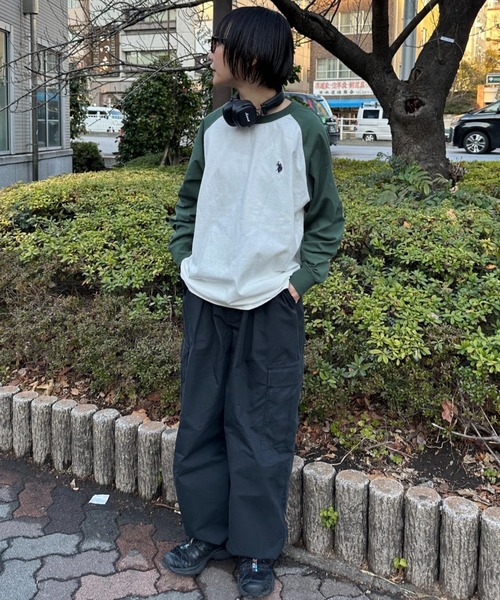 U.S. POLO ASSN.(ユーエスポロアッスン)の「U.S.POLO ASSN.ベースボールTシャツ(Tシャツ/カットソー・レディース・ホワイト×ブラック/ホワイト×グリーン/ネイビー・L/M)」の5枚目の写真