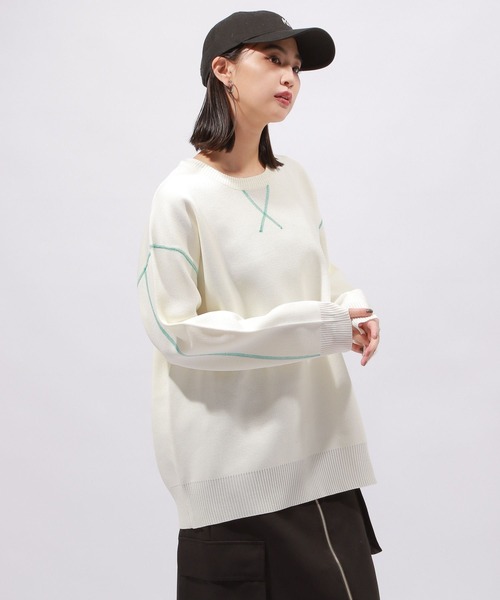 PAGEBOY(ページボーイ)の「ルーズスウェットニット/WEB限定カラーあり(ニット/セーター・レディース・オフホワイト/グレー/ブルー/オレンジ系その他/ブラック・FREE)」の9枚目の写真