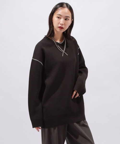 PAGEBOY(ページボーイ)の「ルーズスウェットニット/WEB限定カラーあり(ニット/セーター・レディース・オフホワイト/グレー/ブルー/オレンジ系その他/ブラック・FREE)」の10枚目の写真