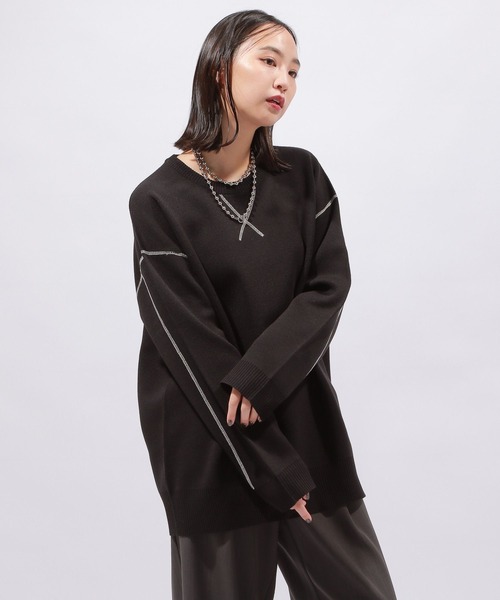 PAGEBOY(ページボーイ)の「ルーズスウェットニット/WEB限定カラーあり(ニット/セーター・レディース・オフホワイト/グレー/ブルー/オレンジ系その他/ブラック・FREE)」の14枚目の写真