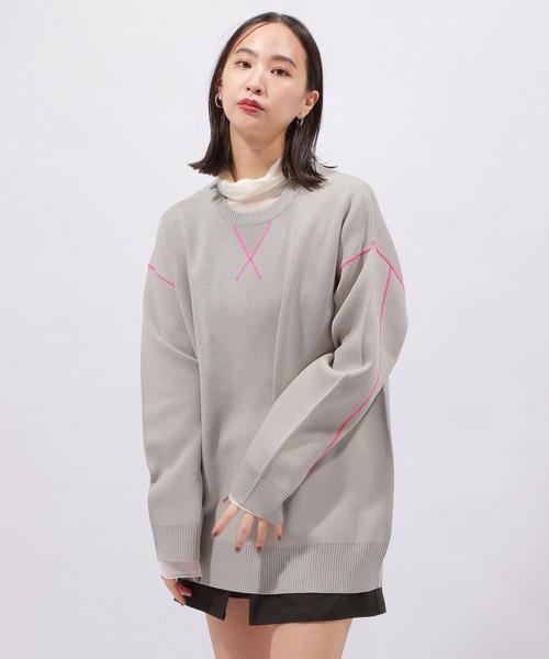 PAGEBOY(ページボーイ)の「ルーズスウェットニット/WEB限定カラーあり(ニット/セーター・レディース・オフホワイト/グレー/ブルー/オレンジ系その他/ブラック・FREE)」の16枚目の写真