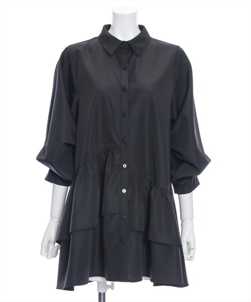 clear（クリア）の「裾アシメフリルシャツワンピース（シャツ