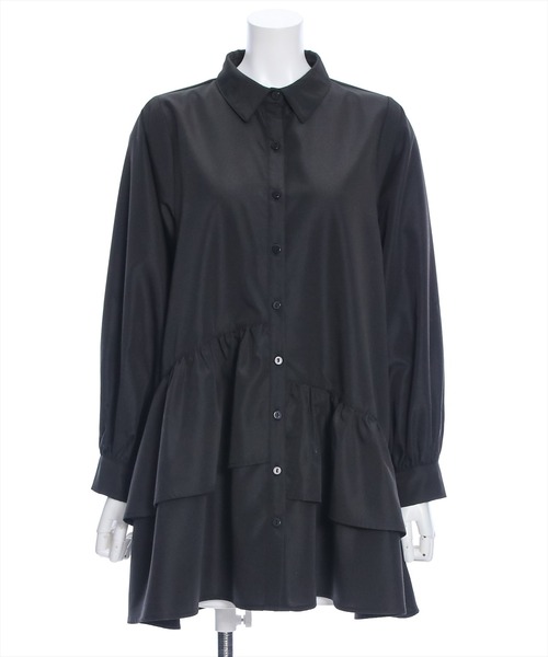 #新品SM2　半袖 シャツワンピース フリル裾　黒　Freesize 新品SM2 半袖 シャツワンピース フリル裾 黒 週末セール
