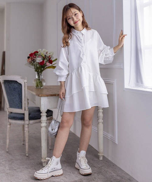 吉ちゃんページ　クリアコットンボイル プリーツシャツワンピース 吉ちゃんページ クリアコットンボイル プリーツシャツワンピース 吉