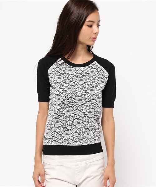 AZUL by moussy（アズールバイマウジー）の「12G A/N/PuフロントレースPO（ニット/セーター・レディース・ブラック/オフホワイト・SMALL/LARGE/X-LARGE/MEDIUM）」の3枚目の写真