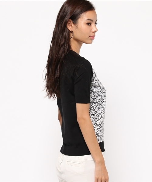 AZUL by moussy（アズールバイマウジー）の「12G A/N/PuフロントレースPO（ニット/セーター・レディース・ブラック/オフホワイト・SMALL/LARGE/X-LARGE/MEDIUM）」の4枚目の写真