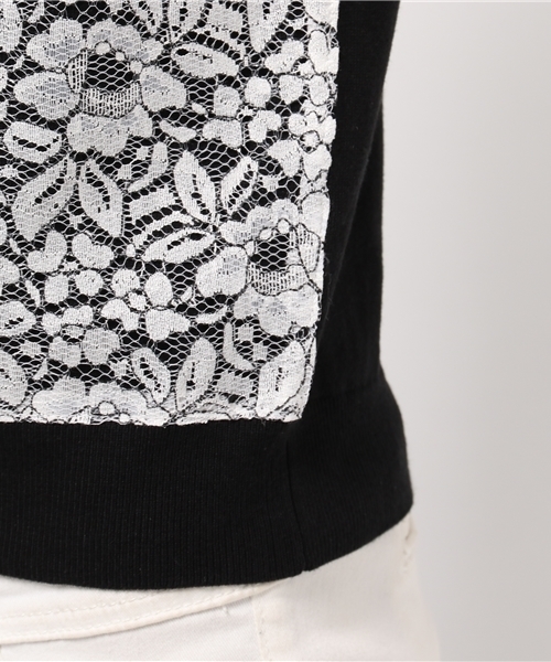 AZUL by moussy（アズールバイマウジー）の「12G A/N/PuフロントレースPO（ニット/セーター・レディース・ブラック/オフホワイト・SMALL/LARGE/X-LARGE/MEDIUM）」の9枚目の写真