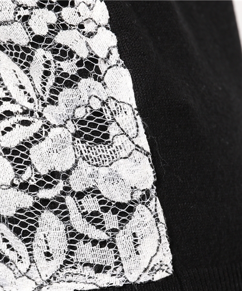 AZUL by moussy（アズールバイマウジー）の「12G A/N/PuフロントレースPO（ニット/セーター・レディース・ブラック/オフホワイト・SMALL/LARGE/X-LARGE/MEDIUM）」の10枚目の写真