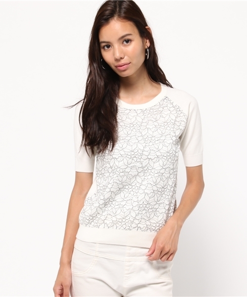 AZUL by moussy（アズールバイマウジー）の「12G A/N/PuフロントレースPO（ニット/セーター・レディース・ブラック/オフホワイト・SMALL/LARGE/X-LARGE/MEDIUM）」の11枚目の写真