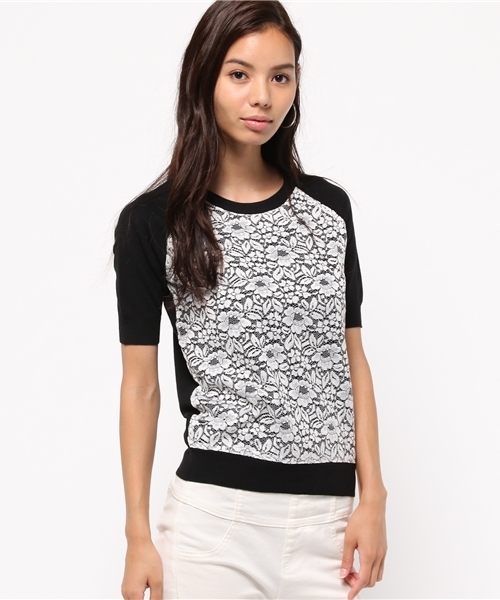 AZUL by moussy（アズールバイマウジー）の「12G A/N/PuフロントレースPO（ニット/セーター・レディース・ブラック/オフホワイト・SMALL/LARGE/X-LARGE/MEDIUM）」の12枚目の写真