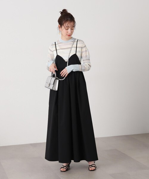 N.（N. Natural Beauty Basic）（エヌエヌナチュラルビューティーベーシック）の「◆編み地切替シアーボーダーニット（ニット/セーター・レディース・ミント/ゴールド系その他/ブラック系その他・MEDIUM）」の14枚目の写真