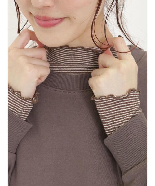 Samansa Mos2(サマンサ モスモス)の「ボーダーテレコスタンドネックカットソー(Tシャツ/カットソー・レディース・パープル/グリーン/ブラウン/ブラック・F)」の3枚目の写真