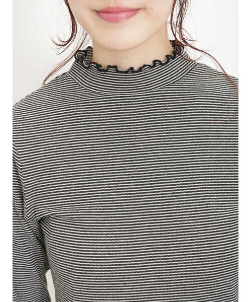 Samansa Mos2(サマンサ モスモス)の「ボーダーテレコスタンドネックカットソー(Tシャツ/カットソー・レディース・パープル/グリーン/ブラウン/ブラック・F)」の14枚目の写真
