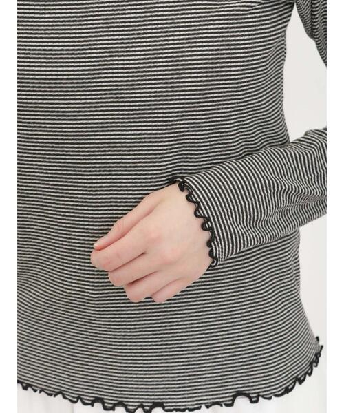 Samansa Mos2(サマンサ モスモス)の「ボーダーテレコスタンドネックカットソー(Tシャツ/カットソー・レディース・パープル/グリーン/ブラウン/ブラック・F)」の16枚目の写真