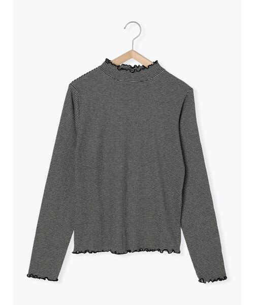 Samansa Mos2(サマンサ モスモス)の「ボーダーテレコスタンドネックカットソー(Tシャツ/カットソー・レディース・パープル/グリーン/ブラウン/ブラック・F)」の19枚目の写真