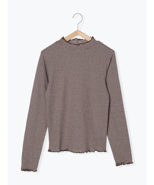 Samansa Mos2(サマンサ モスモス)の「ボーダーテレコスタンドネックカットソー(Tシャツ/カットソー・レディース・パープル/グリーン/ブラウン/ブラック・F)」の8枚目の写真