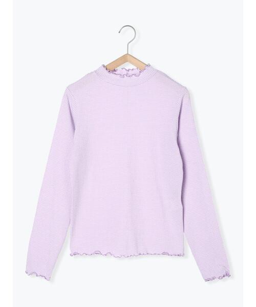 Samansa Mos2(サマンサ モスモス)の「ボーダーテレコスタンドネックカットソー(Tシャツ/カットソー・レディース・パープル/グリーン/ブラウン/ブラック・F)」の10枚目の写真