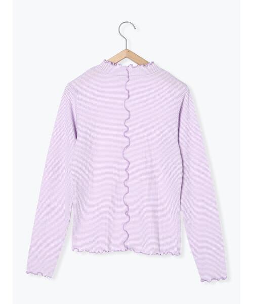 Samansa Mos2(サマンサ モスモス)の「ボーダーテレコスタンドネックカットソー(Tシャツ/カットソー・レディース・パープル/グリーン/ブラウン/ブラック・F)」の11枚目の写真